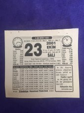 23 Ekim 2001 Takvim Yaprağı - Nostalji Koleksiyonluk Takvim Yaprağı B thumbnail 1