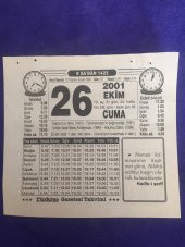 26 Ekim 2001 Takvim Yaprağı - Nostalji Koleksiyonluk Takvim Yaprağı B thumbnail 1