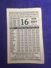 16 Ekim 2001 Takvim Yaprağı - Nostalji Koleksiyonluk Takvim Yaprağı thumbnail 1