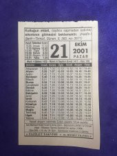 21 Ekim 2001 Takvim Yaprağı - Nostalji Koleksiyonluk Takvim Yaprağı thumbnail 1