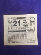 21 Ekim 2001 Takvim Yaprağı - Nostalji Koleksiyonluk Takvim Yaprağı B thumbnail 1