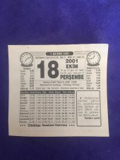 18 Ekim 2001 Takvim Yaprağı - Nostalji Koleksiyonluk Takvim Yaprağı B thumbnail 1