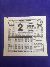 2 Kasım 2001 Takvim Yaprağı - Nostalji Koleksiyonluk Takvim Yaprağı B thumbnail 1