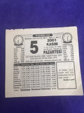 5 Kasım 2001 Takvim Yaprağı - Nostalji Koleksiyonluk Takvim Yaprağı B thumbnail 1