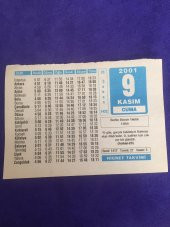 9 Kasım 2001 Takvim Yaprağı - Nostalji Koleksiyonluk Takvim Yaprağı C thumbnail 1