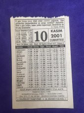 10 Kasım 2001 Takvim Yaprağı - Nostalji Koleksiyonluk Takvim Yaprağı - 1