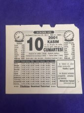 10 Kasım 2001 Takvim Yaprağı - Nostalji Koleksiyonluk Takvim Yaprağı B thumbnail 1