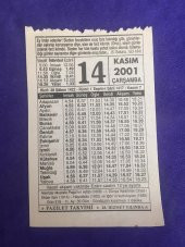 14 Kasım 2001 Takvim Yaprağı - Nostalji Koleksiyonluk Takvim Yaprağı thumbnail 1