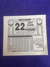22 Kasım 2001 Takvim Yaprağı - Nostalji Koleksiyonluk Takvim Yaprağı B thumbnail 1
