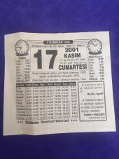 17 Kasım 2001 Takvim Yaprağı - Nostalji Koleksiyonluk Takvim Yaprağı B thumbnail 1