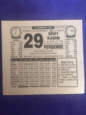 29 Kasım 2001 Takvim Yaprağı - Nostalji Koleksiyonluk Takvim Yaprağı B thumbnail 1