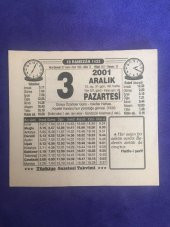 3 Aralık 2001 Takvim Yaprağı - Nostalji Koleksiyonluk Takvim Yaprağı B thumbnail 1