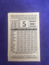 5 Aralık 2001 Takvim Yaprağı - Nostalji Koleksiyonluk Takvim Yaprağı thumbnail 1
