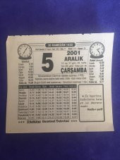 5 Aralık 2001 Takvim Yaprağı - Nostalji Koleksiyonluk Takvim Yaprağı B thumbnail 1