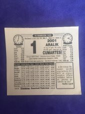 1 Aralık 2001 Takvim Yaprağı - Nostalji Koleksiyonluk Takvim Yaprağı - 1