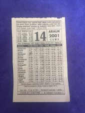 14 Aralık 2001 Takvim Yaprağı - Nostalji Koleksiyonluk Takvim Yaprağı thumbnail 1