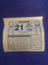 21 Aralık 2001 Takvim Yaprağı - Nostalji Koleksiyonluk Takvim Yaprağı B thumbnail 1