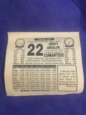 22 Aralık 2001 Takvim Yaprağı - Nostalji Koleksiyonluk Takvim Yaprağı B thumbnail 1