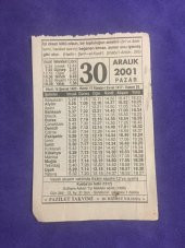 30 Aralık 2001 Takvim Yaprağı - Nostalji Koleksiyonluk Takvim Yaprağı thumbnail 1