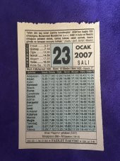 23 Ocak 2007 Takvim Yaprağı - Nostalji Koleksiyonluk Takvim Yaprağı - 1