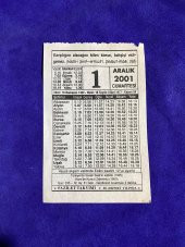 1 Aralık 2001 Takvim Yaprağı - Nostalji Koleksiyonluk Takvim Yaprağı C - 1