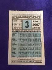 3 Şubat 2007 Takvim Yaprağı - Nostalji Koleksiyonluk Takvim Yaprağı thumbnail 1