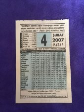 4 Şubat 2007 Takvim Yaprağı - Nostalji Koleksiyonluk Takvim Yaprağı thumbnail 1
