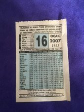 16 Ocak 2007 Takvim Yaprağı - Nostalji Koleksiyonluk Takvim Yaprağı thumbnail 1