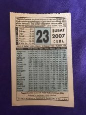 23 Şubat 2007 Takvim Yaprağı - Nostalji Koleksiyonluk Takvim Yaprağı - 1