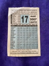 17 Mart 2007 Takvim Yaprağı - Nostalji Koleksiyonluk Takvim Yaprağı thumbnail 1