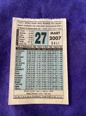 27 Mart 2007 Takvim Yaprağı - Nostalji Koleksiyonluk Takvim Yaprağı thumbnail 1