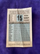 15 Mart 2007 Takvim Yaprağı - Nostalji Koleksiyonluk Takvim Yaprağı - 1