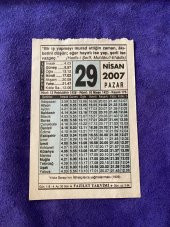 29 Nisan 2007 Takvim Yaprağı - Nostalji Koleksiyonluk Takvim Yaprağı thumbnail 1