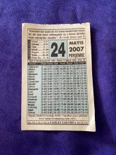 20 Mayıs 2007 Takvim Yaprağı - Nostalji Koleksiyonluk Takvim Yaprağı - 1