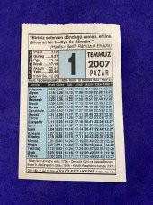 1 Temmuz 2007 Takvim Yaprağı - Nostalji Koleksiyonluk Takvim Yaprağı thumbnail 1