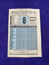 8 Temmuz 2007 Takvim Yaprağı - Nostalji Koleksiyonluk Takvim Yaprağı thumbnail 1