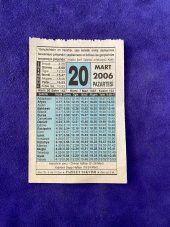 20 Mart 2006 Takvim Yaprağı - Nostalji Koleksiyonluk Takvim Yaprağı thumbnail 1