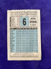 6 Ekim 2006 Takvim Yaprağı - Nostalji Koleksiyonluk Takvim Yaprağı thumbnail 1