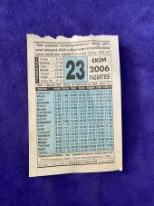 23 Ekim 2006 Takvim Yaprağı - Nostalji Koleksiyonluk Takvim Yaprağı - 1