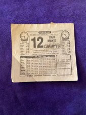 12 Mayıs 1990 Takvim Yaprağı - Nostalji Koleksiyonluk Takvim Yaprağı thumbnail 1