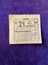 21 Mayıs 1990 Takvim Yaprağı - Nostalji Koleksiyonluk Takvim Yaprağı thumbnail 1