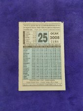 25 Ocak 2008 Takvim Yaprağı - Nostaljik Koleksiyonluk Takvim Yaprağı thumbnail 1