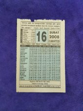 16 Şubat 2008 Takvim Yaprağı - Nostaljik Koleksiyonluk Takvim Yaprağı thumbnail 1