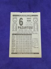 6 Ocak 2003 Takvim Yaprağı - Nostaljik Koleksiyonluk Takvim Yaprağı - 1