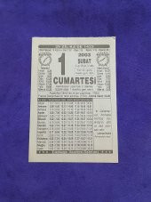 1 Şubat 2003 Takvim Yaprağı - Nostaljik Koleksiyonluk Takvim Yaprağı thumbnail 1