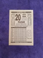 20 Nisan 2003 Takvim Yaprağı - Nostaljik Koleksiyonluk Takvim Yaprağı thumbnail 1