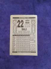 22 Nisan 2003 Takvim Yaprağı - Nostaljik Koleksiyonluk Takvim Yaprağı thumbnail 1