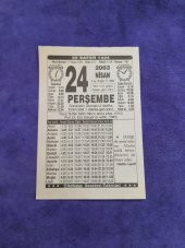 24 Nisan 2003 Takvim Yaprağı - Nostaljik Koleksiyonluk Takvim Yaprağı thumbnail 1