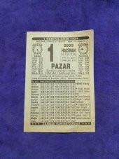 1 Haziran 2003 Takvim Yaprağı - Nostaljik Koleksiyonluk Takvim Yaprağı thumbnail 1