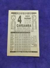 4 Haziran 2003 Takvim Yaprağı - Nostaljik Koleksiyonluk Takvim Yaprağı thumbnail 1